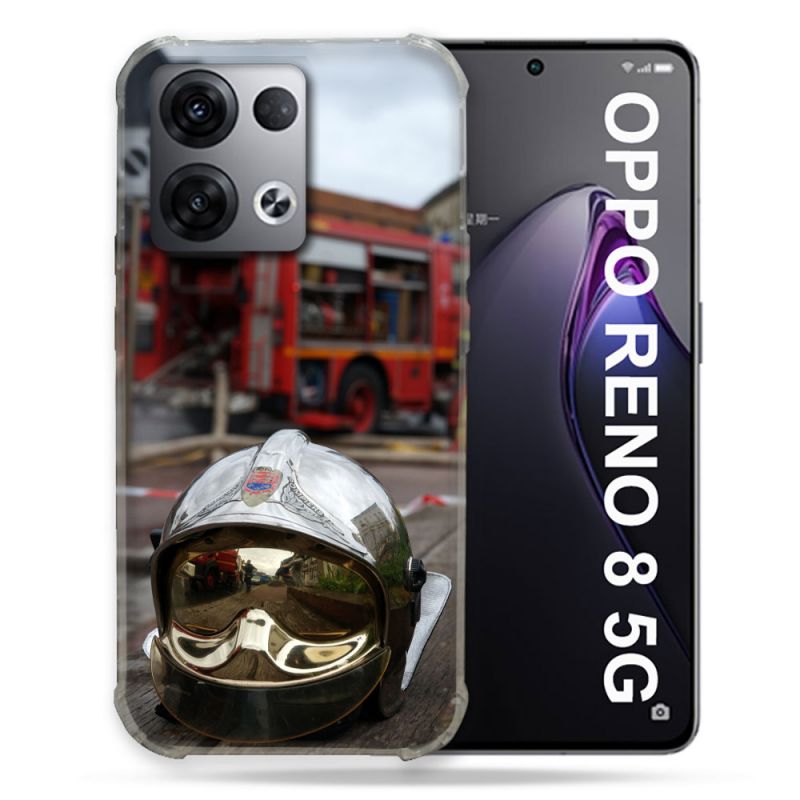 Coque Renforcée Pour Oppo Reno 8 5G Pompier Casque Camion