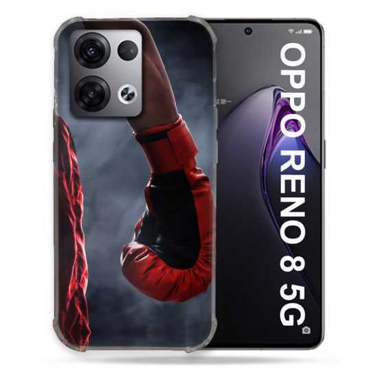 Coque Renforcée Pour Oppo Reno 8 5G Sport Boxe Gant Rouge