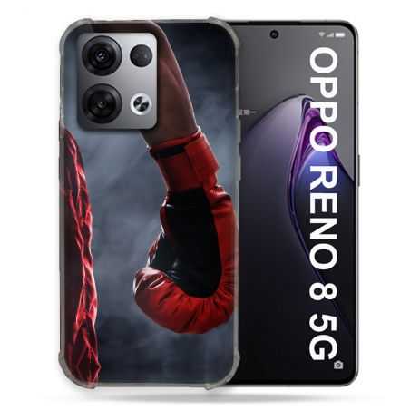 Coque Renforcée Pour Oppo Reno 8 5G Sport Boxe Gant Rouge