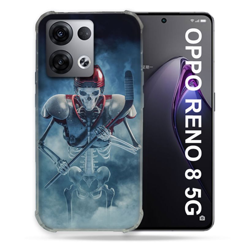 Coque Renforcée Pour Oppo Reno 8 5G Sport Hockey Squelette