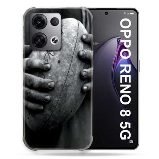 Coque Renforcée Pour Oppo Reno 8 5G Sport Rugby Ballon Vintage