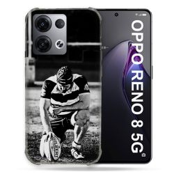 Coque Renforcée Pour Oppo Reno 8 5G Sport Rugby Noir Blanc