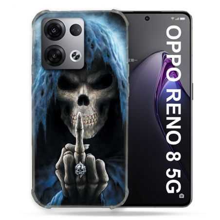 Coque Renforcée Pour Oppo Reno 8 5G Tete de Mort Doigt