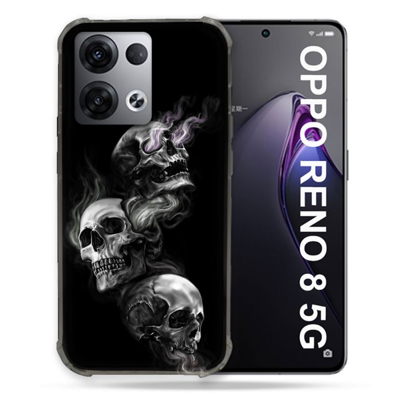 Coque Renforcée Pour Oppo Reno 8 5G Tete de Mort Triple