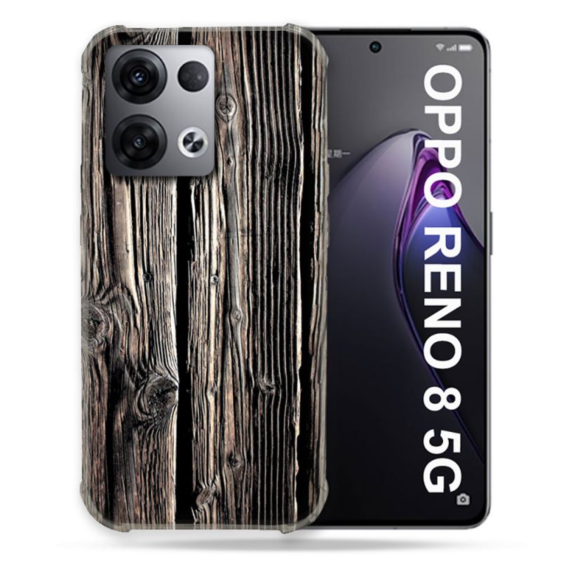 Coque Renforcée Pour Oppo Reno 8 5G Texture Bois