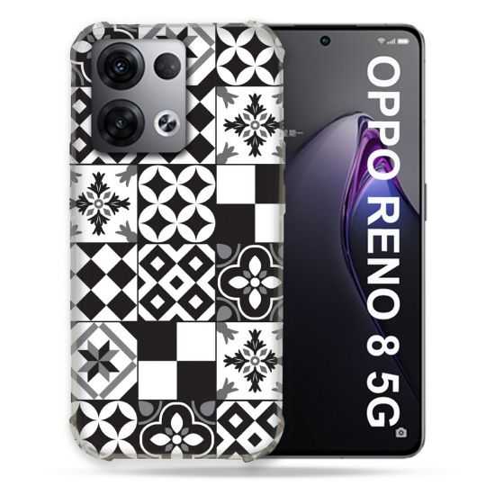 Coque Renforcée Pour Oppo Reno 8 5G Texture Carreau Ciment Noir