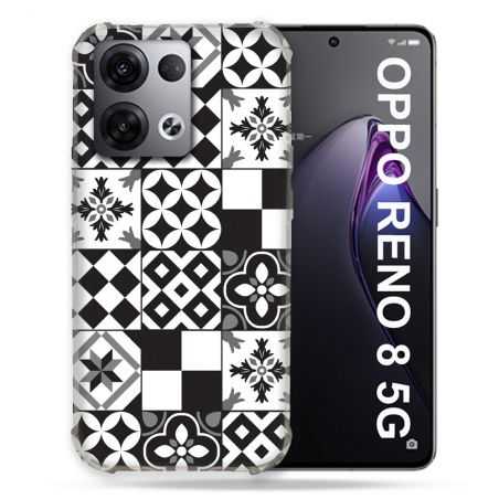 Coque Renforcée Pour Oppo Reno 8 5G Texture Carreau Ciment Noir