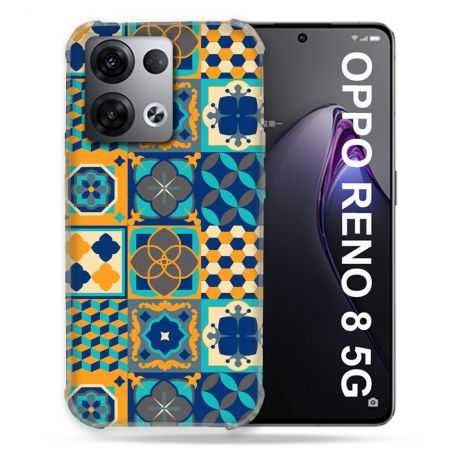 Coque Renforcée Pour Oppo Reno 8 5G Texture Carreau Ciment Orange