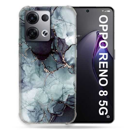 Coque Renforcée Pour Oppo Reno 8 5G Texture Marbre Gris