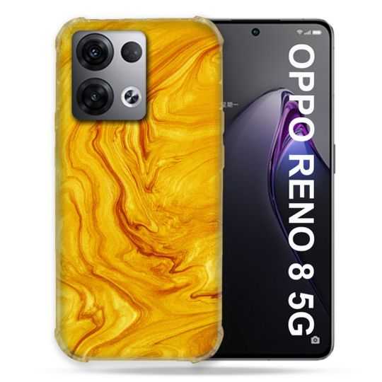 Coque Renforcée Pour Oppo Reno 8 5G Texture Marbre Jaune