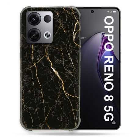 Coque Renforcée Pour Oppo Reno 8 5G Texture Marbre Noir