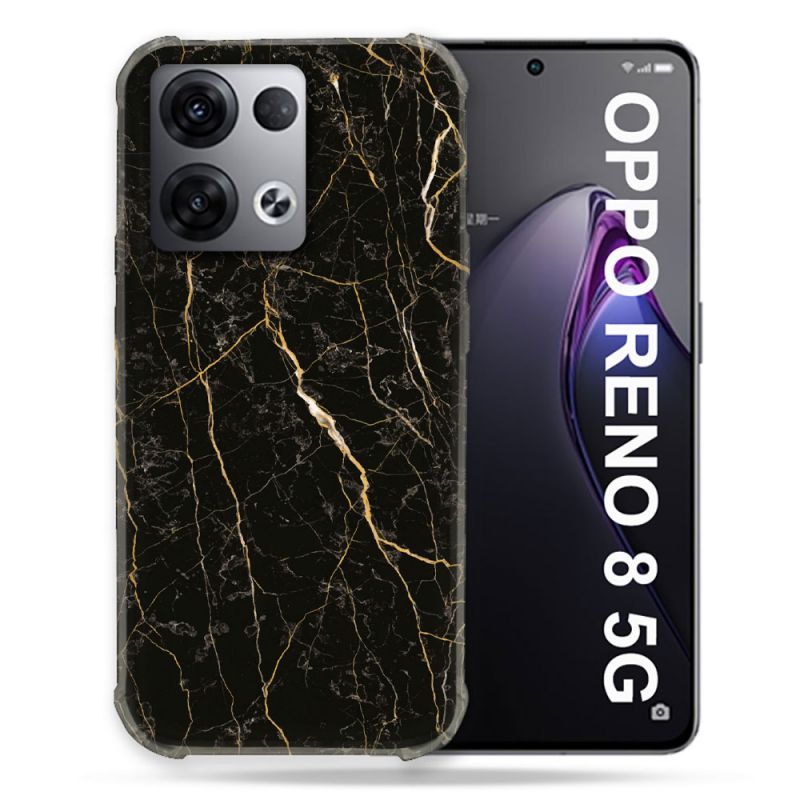 Coque Renforcée Pour Oppo Reno 8 5G Texture Marbre Noir