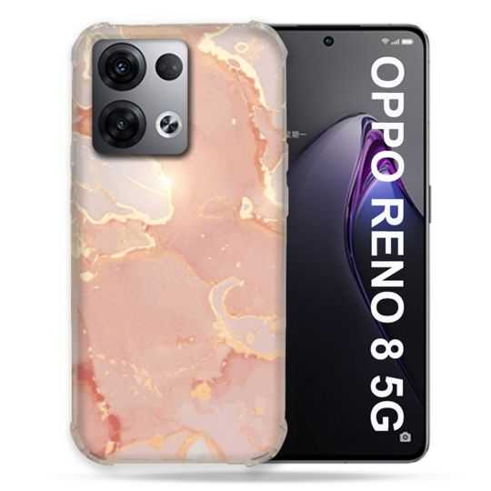 Coque Renforcée Pour Oppo Reno 8 5G Texture Marbre Rose