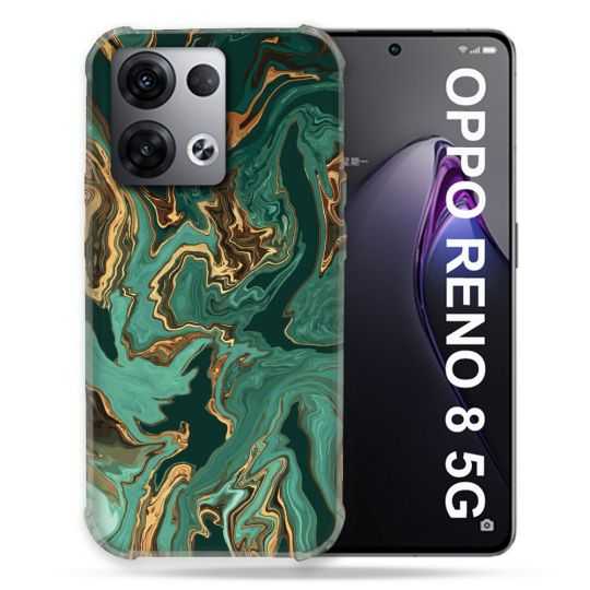 Coque Renforcée Pour Oppo Reno 8 5G Texture Marbre Vert
