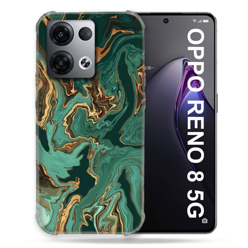 Coque Renforcée Pour Oppo Reno 8 5G Texture Marbre Vert