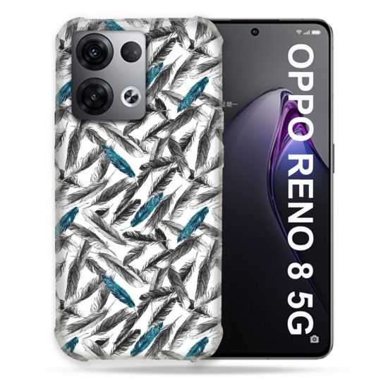 Coque Renforcée Pour Oppo Reno 8 5G Texture Plume Canard