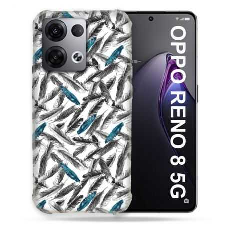 Coque Renforcée Pour Oppo Reno 8 5G Texture Plume Canard