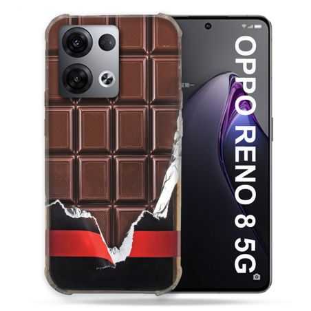 Coque Renforcée Pour Oppo Reno 8 5G Texture Trompe Oeil Chocolat