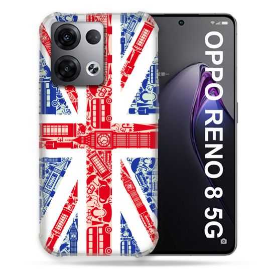 Coque Renforcée Pour Oppo Reno 8 5G Voyage Angleterre Blanc