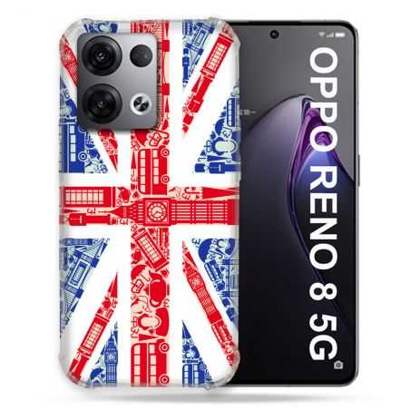 Coque Renforcée Pour Oppo Reno 8 5G Voyage Angleterre Blanc