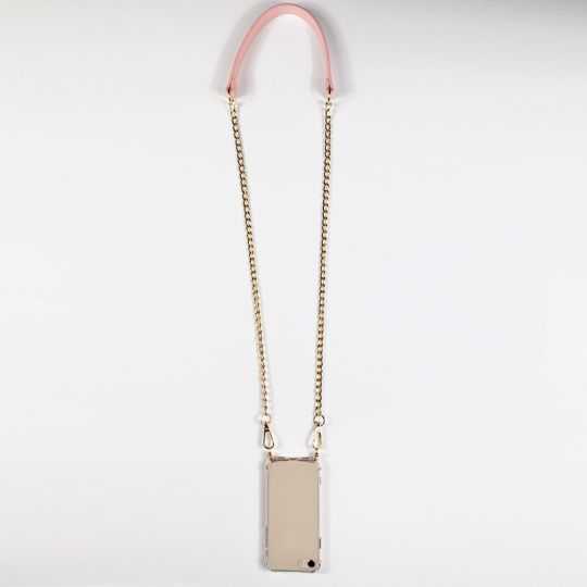 Coque Renforcée Transparente Pour Oppo Reno 8 5G avec Lanière / Bandoulière / Cordon Chaine et Cuir Rose