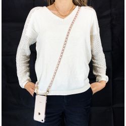 Coque Renforcée Transparente Pour Oppo Reno 8 5G avec Lanière / Bandoulière / Cordon Chaine suspendue Rose