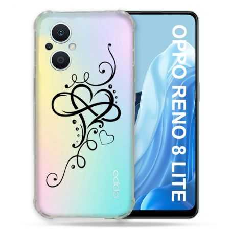 Coque Renforcée Transparente Pour Oppo Reno 8 5G Cœur infini