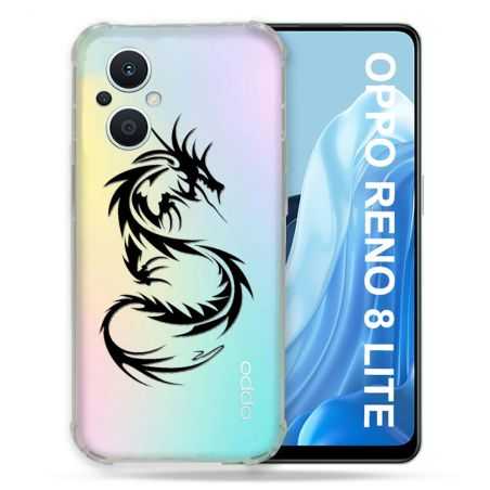 Coque Renforcée Transparente Pour Oppo Reno 8 5G Dragon Noir