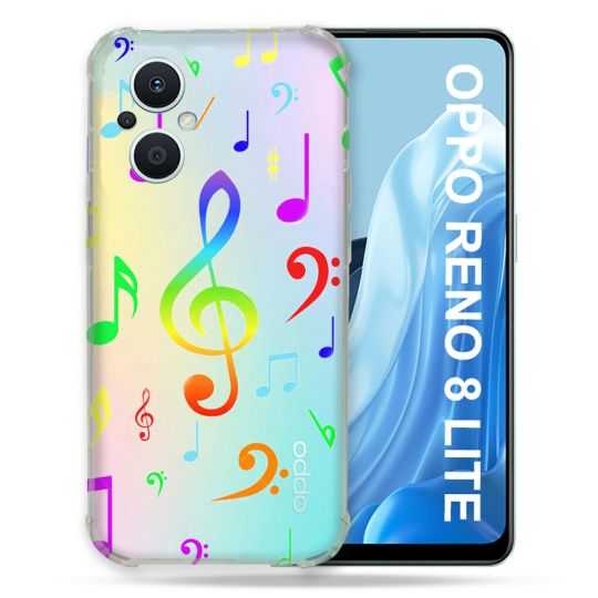 Coque Renforcée Transparente Pour Oppo Reno 8 5G Note Musique Colore