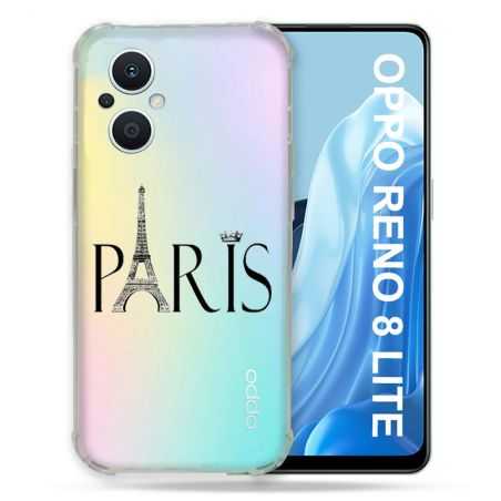 Coque Renforcée Transparente Pour Oppo Reno 8 5G Paris Noir