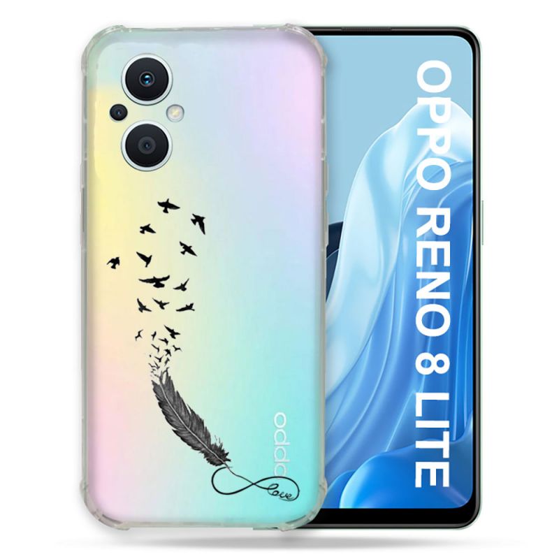 Coque Renforcée Transparente Pour Oppo Reno 8 5G Plume Infini