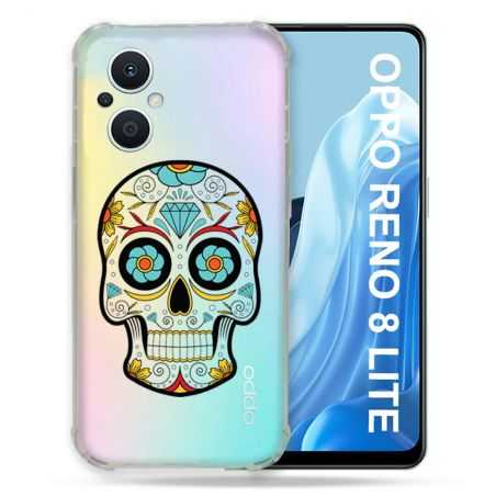 Coque Renforcée Transparente Pour Oppo Reno 8 5G Tete Mort Color