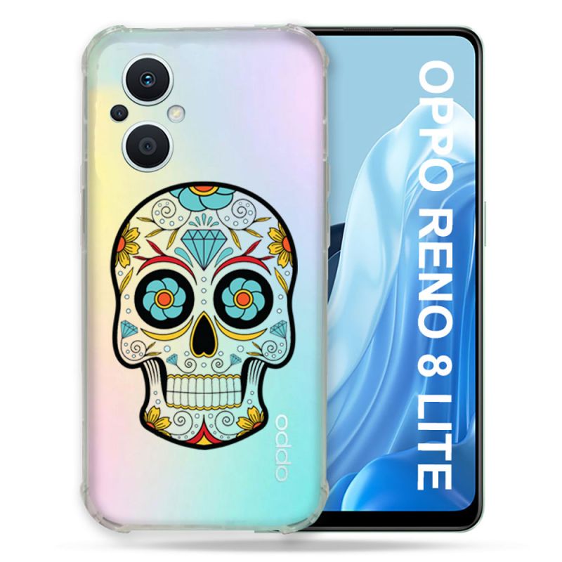 Coque Renforcée Transparente Pour Oppo Reno 8 5G Tete Mort Color