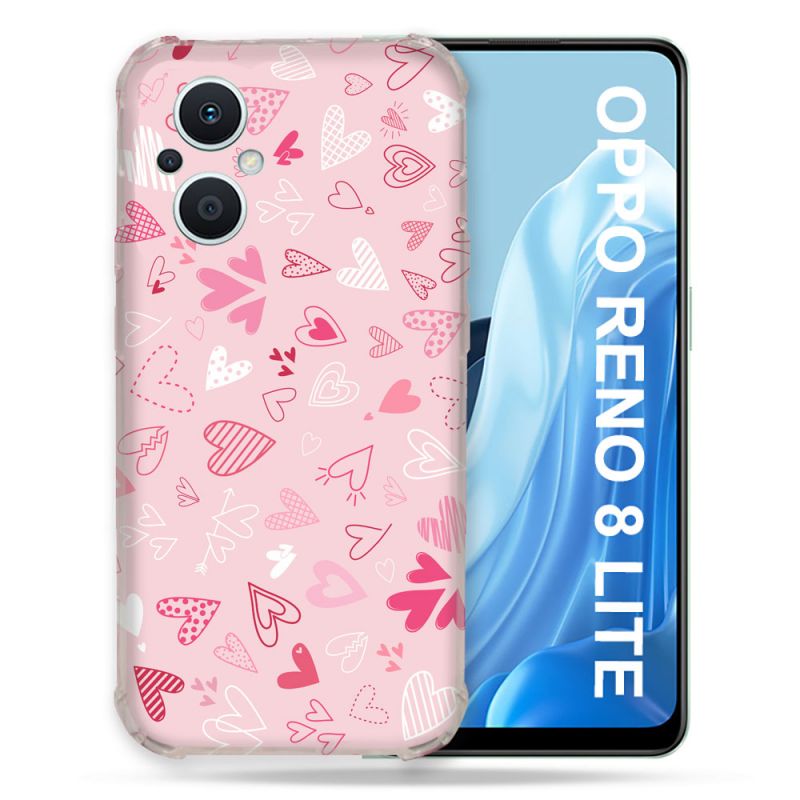 Coque Renforcée Pour Oppo Reno 8 Lite 5G Amour Ptis Coeurs