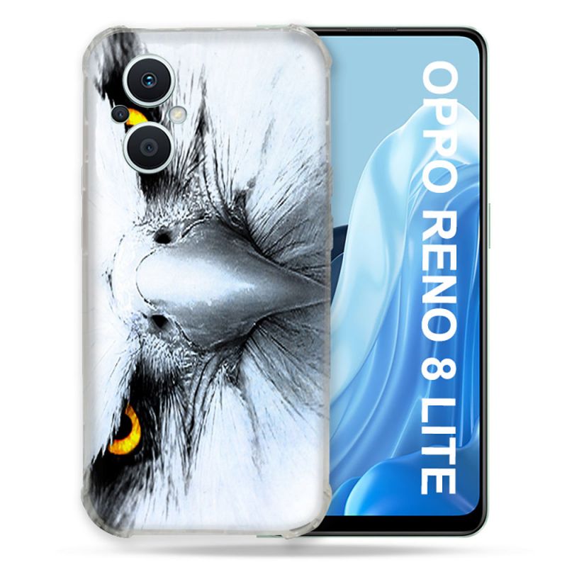 Coque Renforcée Pour Oppo Reno 8 Lite 5G Animal Aigle Royal Blanc