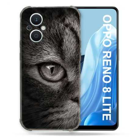 Coque Renforcée Pour Oppo Reno 8 Lite 5G Animal Chat Gris