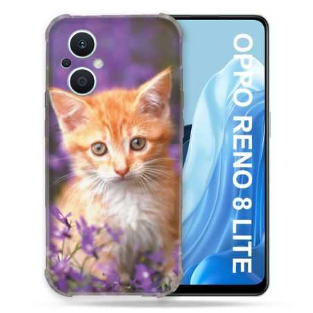 Coque Renforcée Pour Oppo Reno 8 Lite 5G Animal Chat Violet