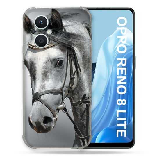 Coque Renforcée Pour Oppo Reno 8 Lite 5G Animal Cheval Blanc