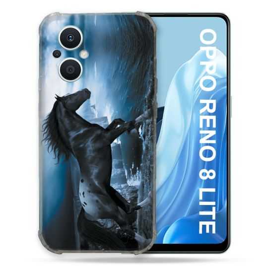 Coque Renforcée Pour Oppo Reno 8 Lite 5G Animal Cheval Noir