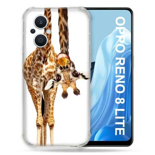 Coque Renforcée Pour Oppo Reno 8 Lite 5G Animal Girafe Blanche