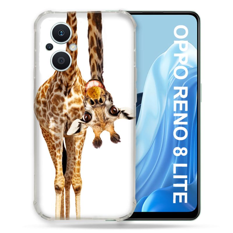 Coque Renforcée Pour Oppo Reno 8 Lite 5G Animal Girafe Blanche