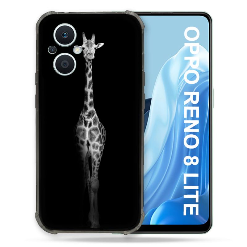 Coque Renforcée Pour Oppo Reno 8 Lite 5G Animal Girafe Noire