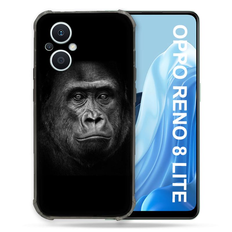 Coque Renforcée Pour Oppo Reno 8 Lite 5G Animal Gorille Noir