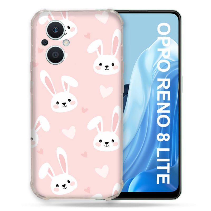 Coque Renforcée Pour Oppo Reno 8 Lite 5G Animal Lapin Rose