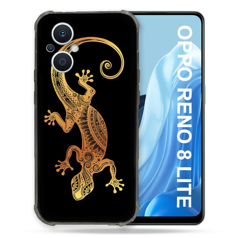 Coque Renforcée Pour Oppo Reno 8 Lite 5G Animal Lezard Noir