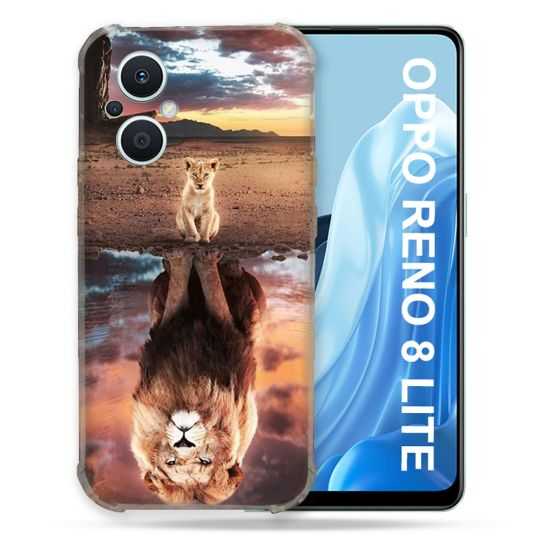 Coque Renforcée Pour Oppo Reno 8 Lite 5G Animal Lion Reflet