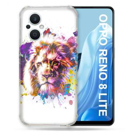 Coque Renforcée Pour Oppo Reno 8 Lite 5G Animal Lion Tag