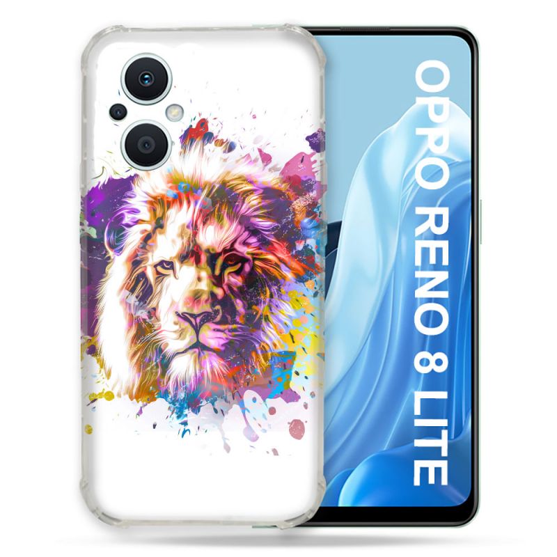 Coque Renforcée Pour Oppo Reno 8 Lite 5G Animal Lion Tag