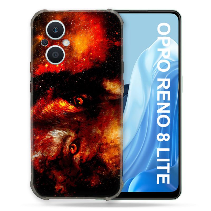 Coque Renforcée Pour Oppo Reno 8 Lite 5G Animal Loup Espace