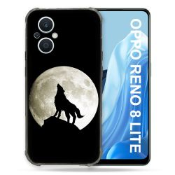 Coque Renforcée Pour Oppo Reno 8 Lite 5G Animal Loup Noir